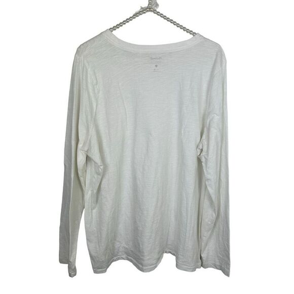 MADEWELL WOMEN'S WHITE LONG SLEEVE CREW NECK COTTON T-SHIRT Sz 1X XL pocket - Picture 3 of 13